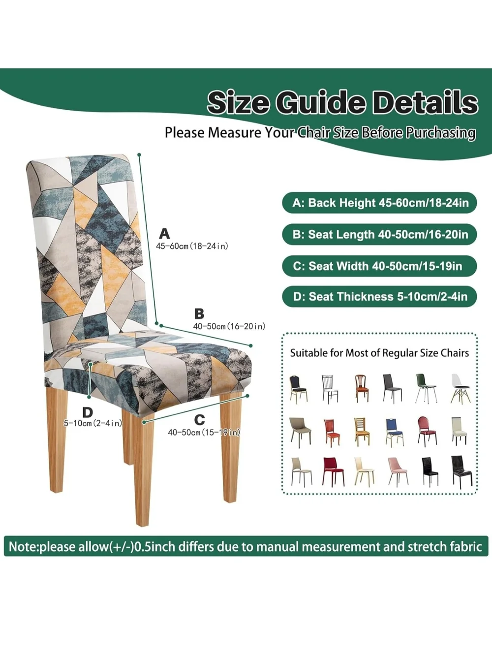 Chair Covers High Stretch for Dining Chairs, Washable Covers, Set Of 2